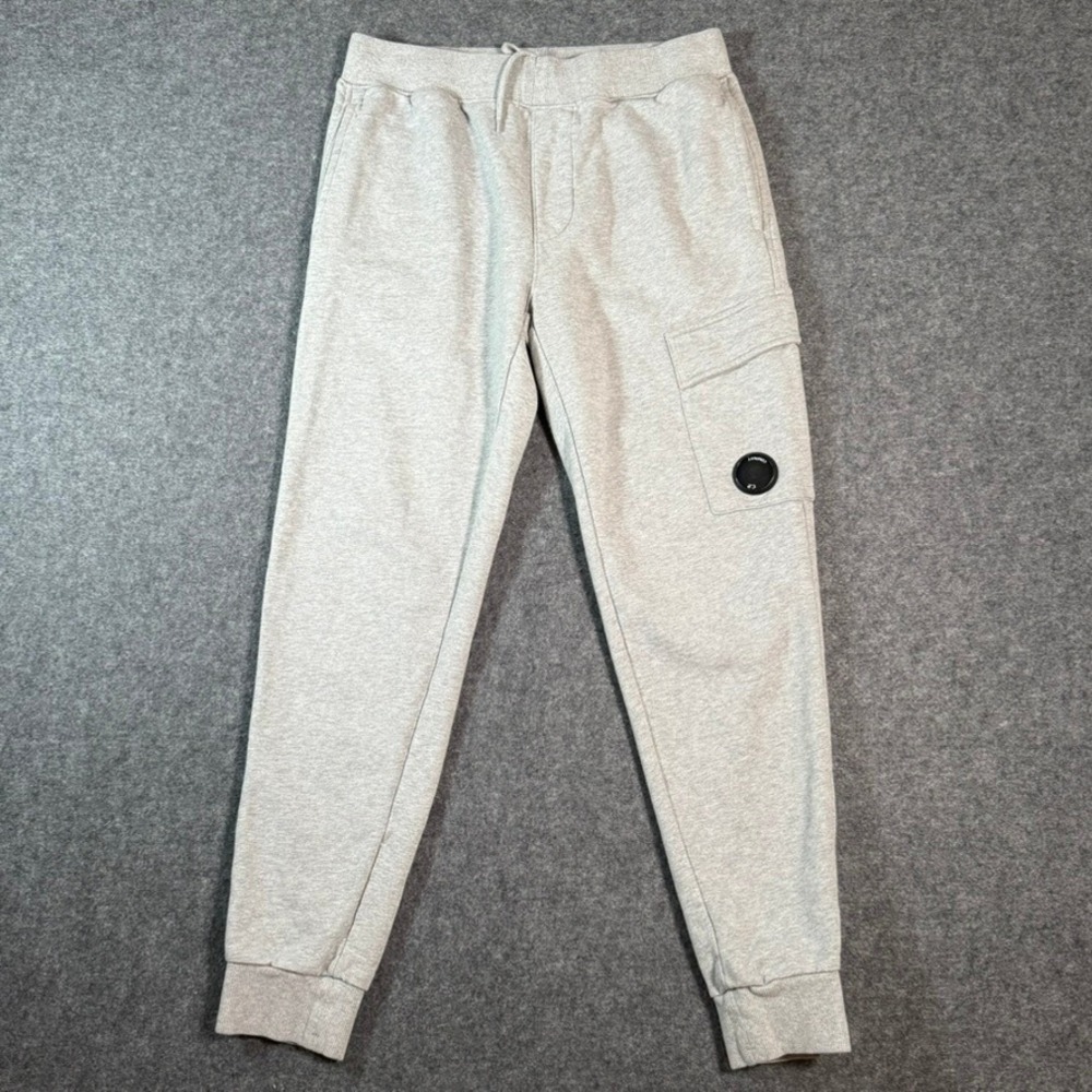 CP Company Mens Light Grey Cargo Joggers Sweatpants Lens‎ Logo Size Small Lux